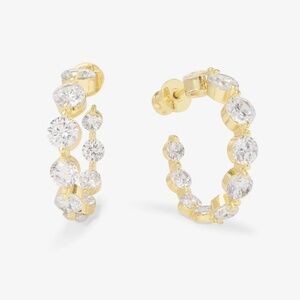 Melinda Maria designer earrings,  She's an Icon Hoops 1" Gold|White Diamondettes
